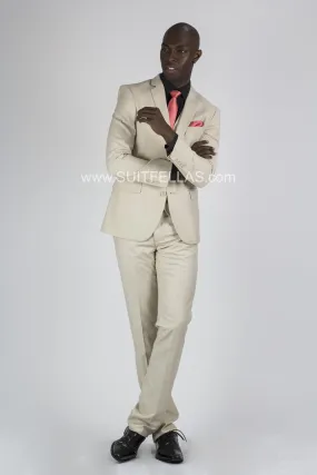 2 Button Notch Lapel Sand Slim Fit Suit FF2SV-4030