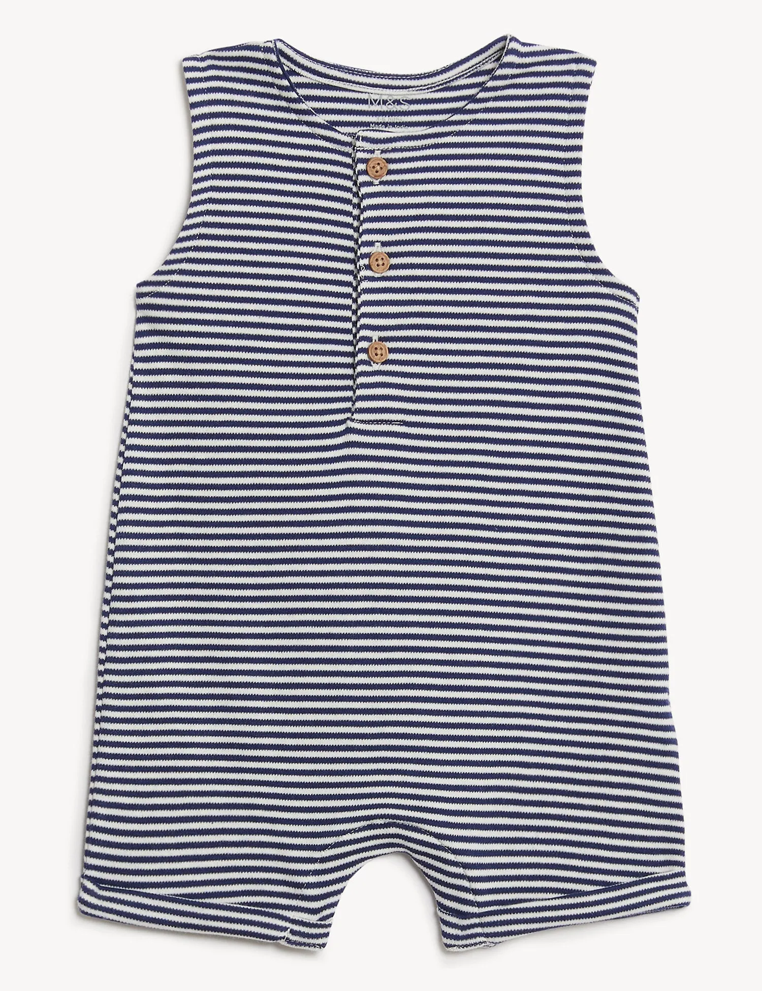 2pk Pure Cotton Striped & Plain Rompers