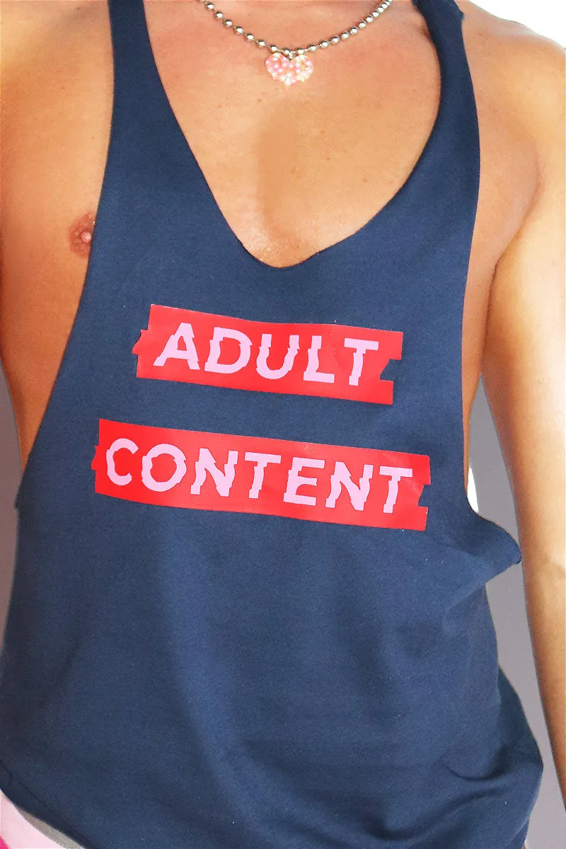 Adult Content String Tank- Navy