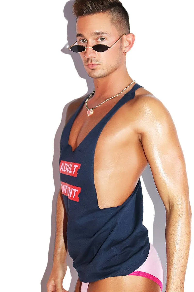 Adult Content String Tank- Navy