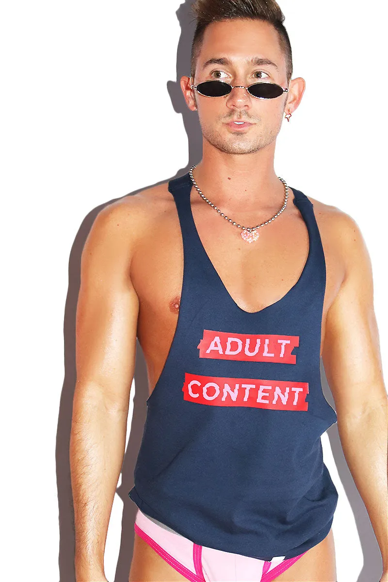 Adult Content String Tank- Navy