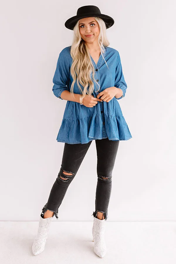 Afternoon Delight Chambray Shift Top