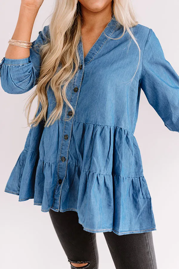 Afternoon Delight Chambray Shift Top