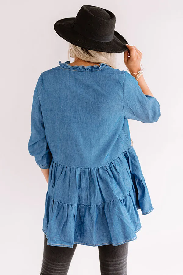 Afternoon Delight Chambray Shift Top