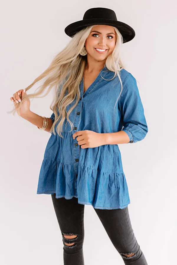 Afternoon Delight Chambray Shift Top