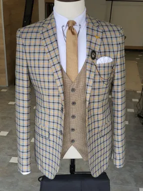 Antinori Yellow Slim Fit Plaid Suit