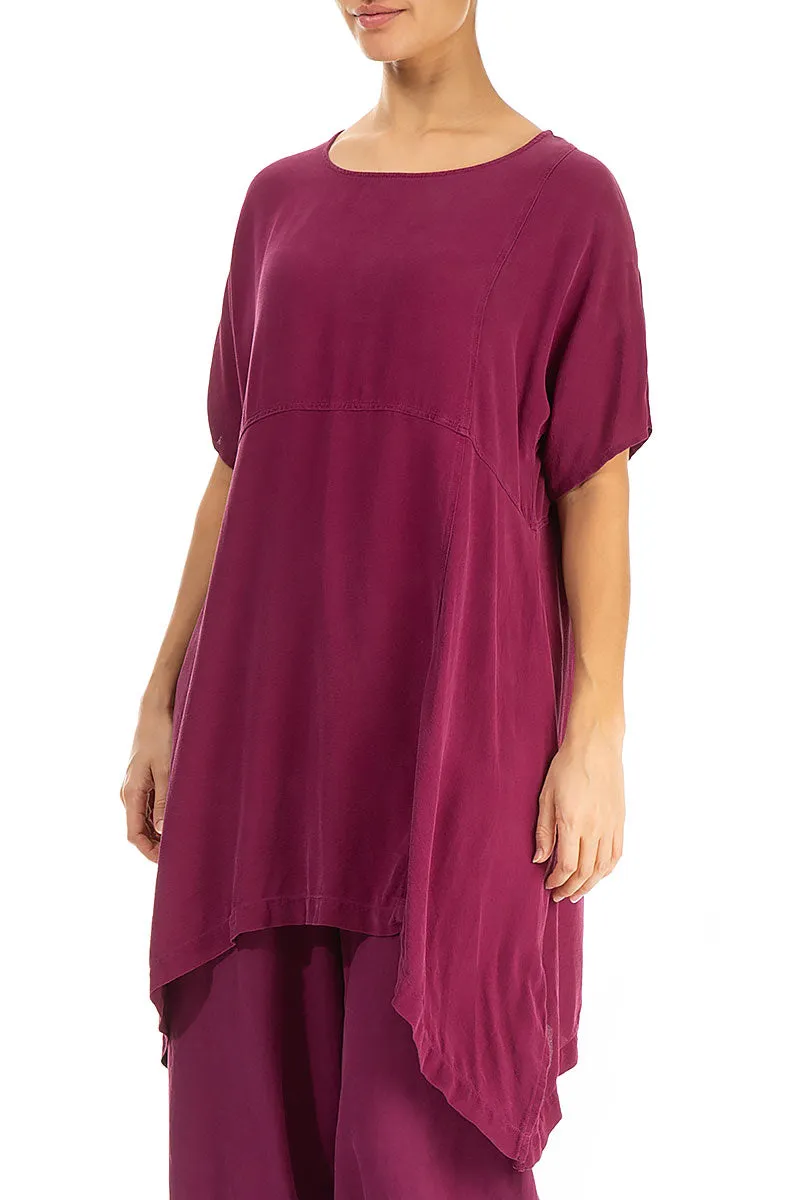 Asymmetric Burgundy Silk Tunic