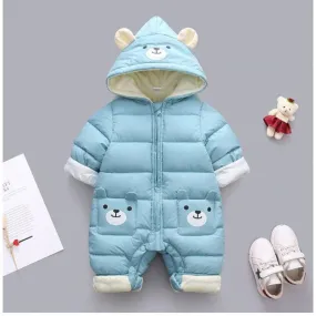 Baby Unisex Winter Thick Hooded Cute Panda Cartoon Romper