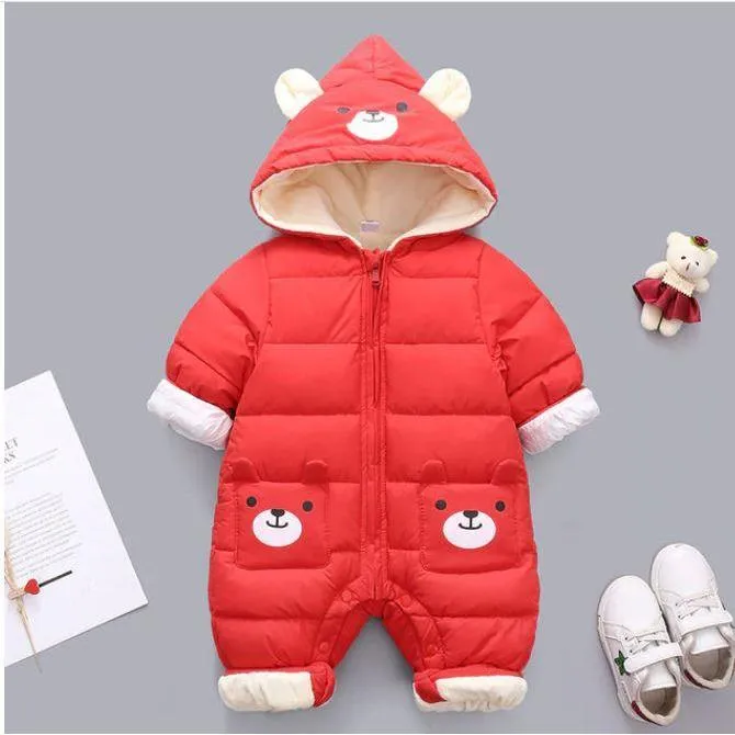 Baby Unisex Winter Thick Hooded Cute Panda Cartoon Romper