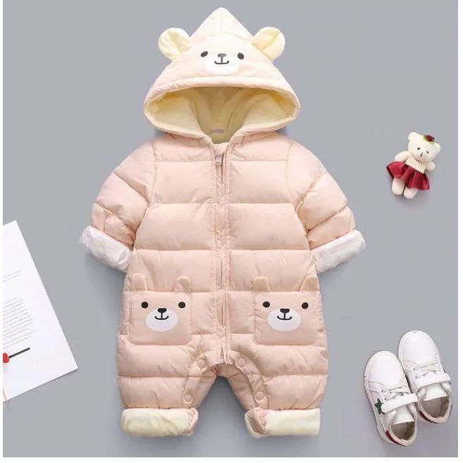 Baby Unisex Winter Thick Hooded Cute Panda Cartoon Romper