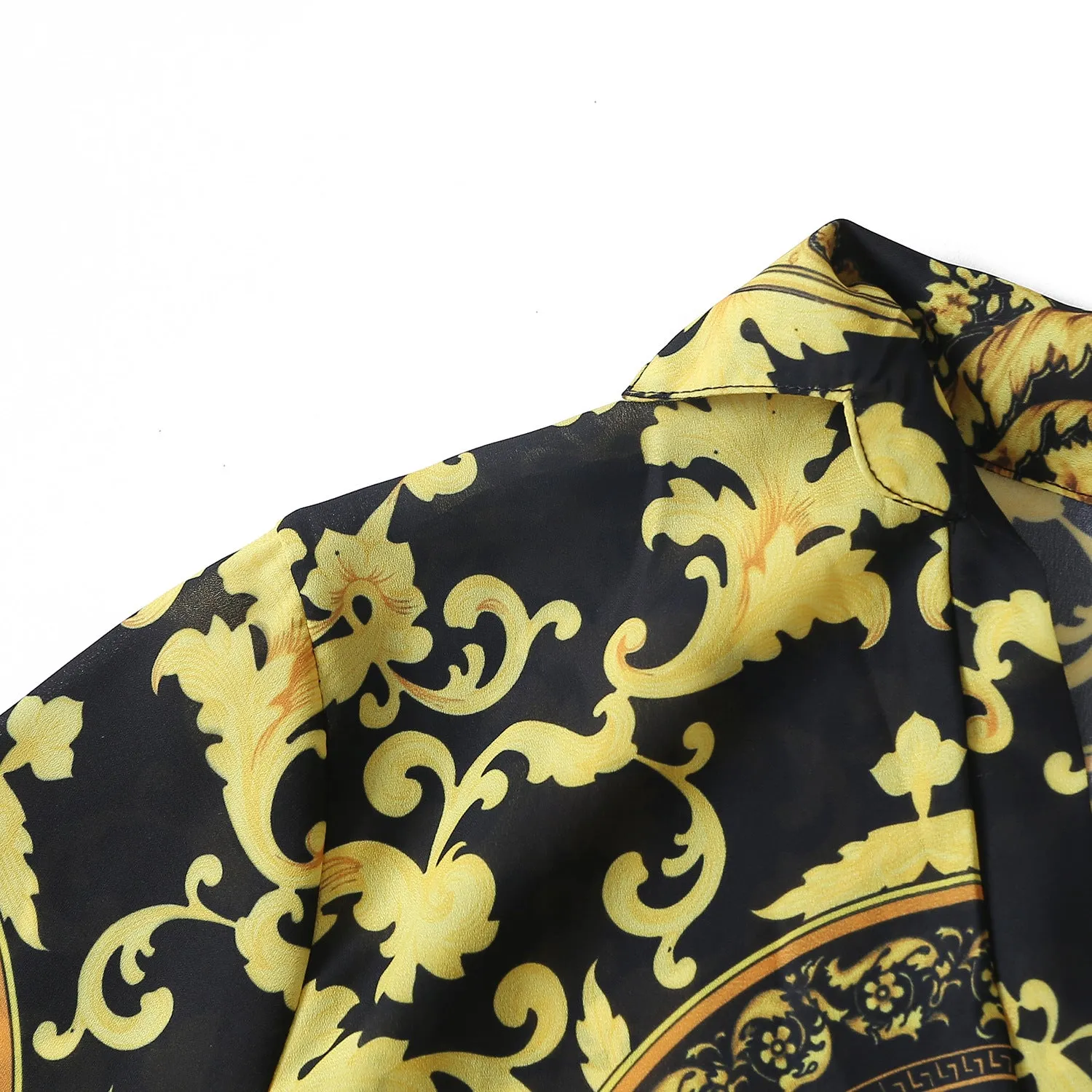 Baroque Print Half Sleeve Casual Rompers