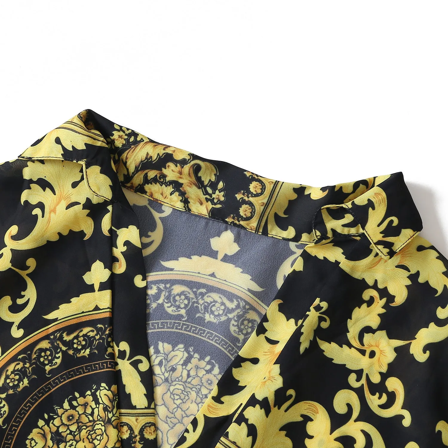 Baroque Print Half Sleeve Casual Rompers