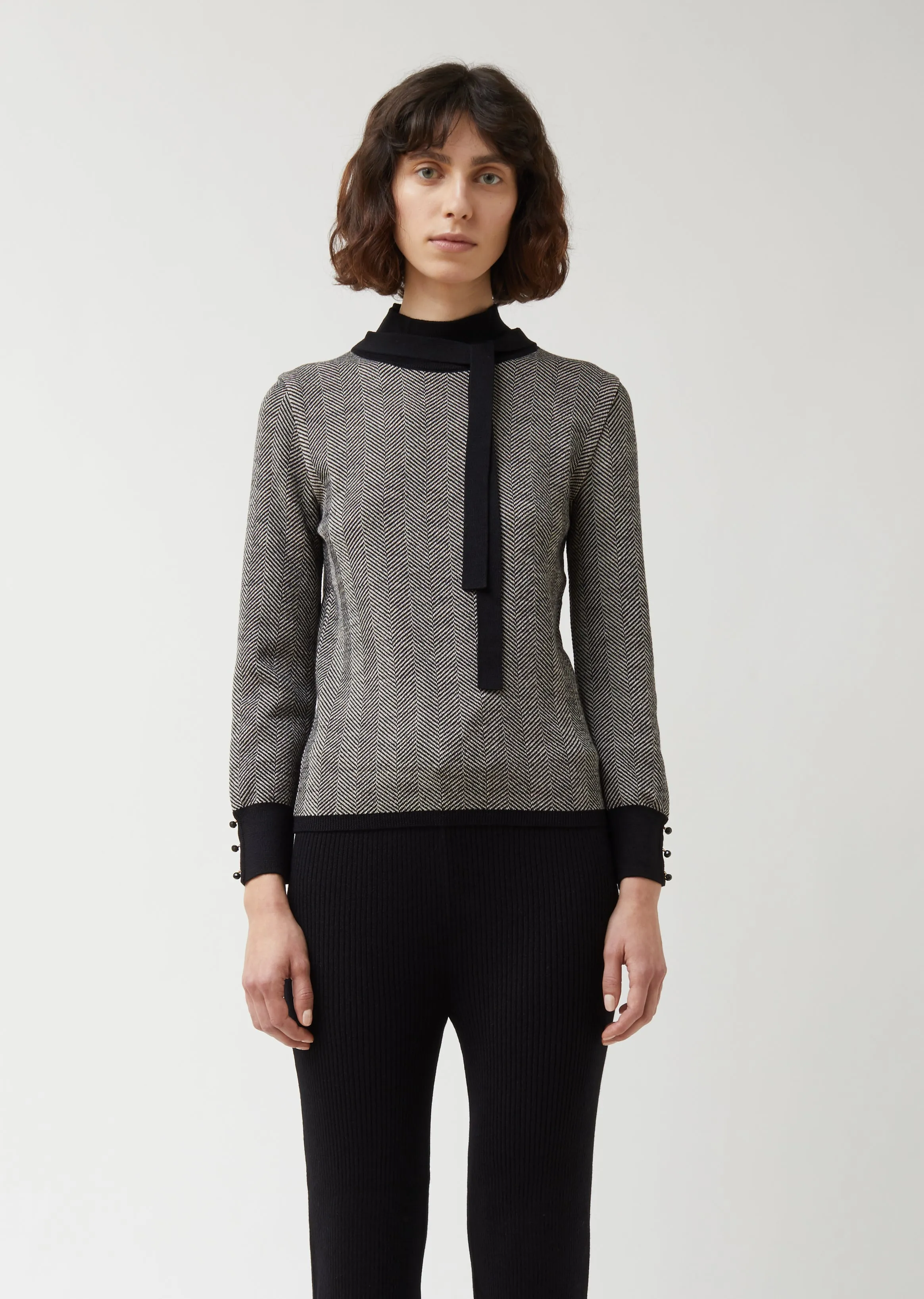 Bow Herringbone Sweater