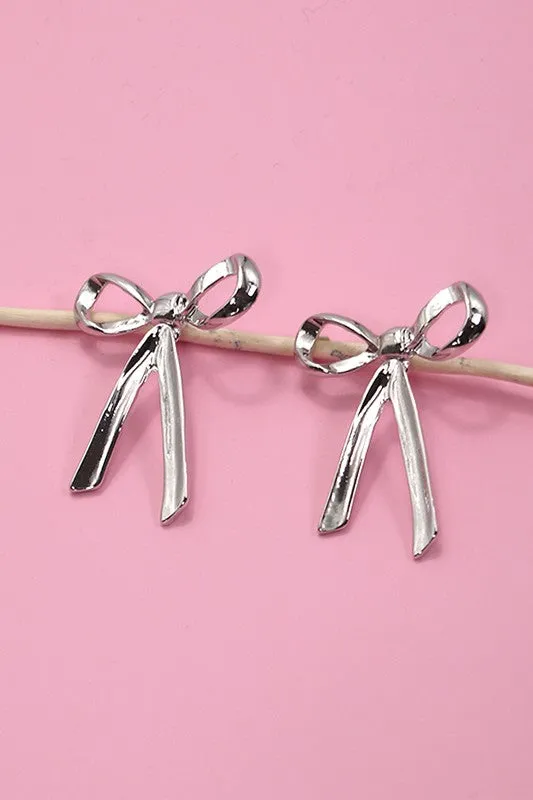 BOW MOVEABLE STUD EARRINGS (2 COLORS)