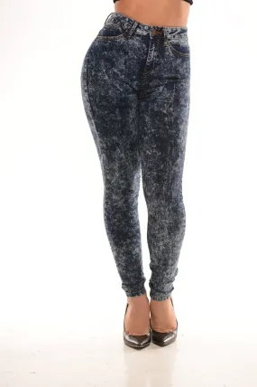 Dark Acid Wash High Waist Skinny