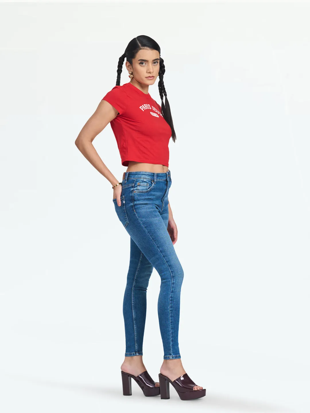 Dark Mid Blue Ibiza Highwaist Basic Skinny Fit Jeans