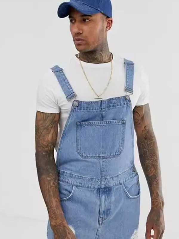 Denim Ripped One-Piece Overalls Rompers