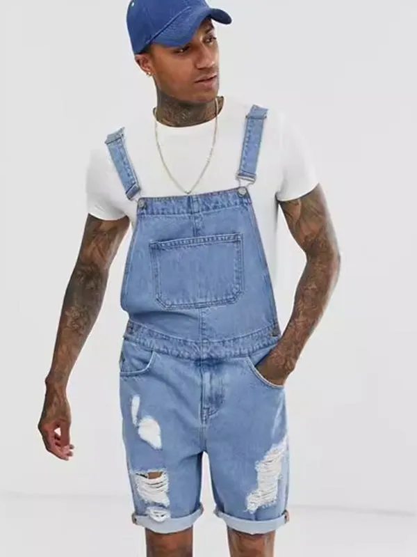 Denim Ripped One-Piece Overalls Rompers