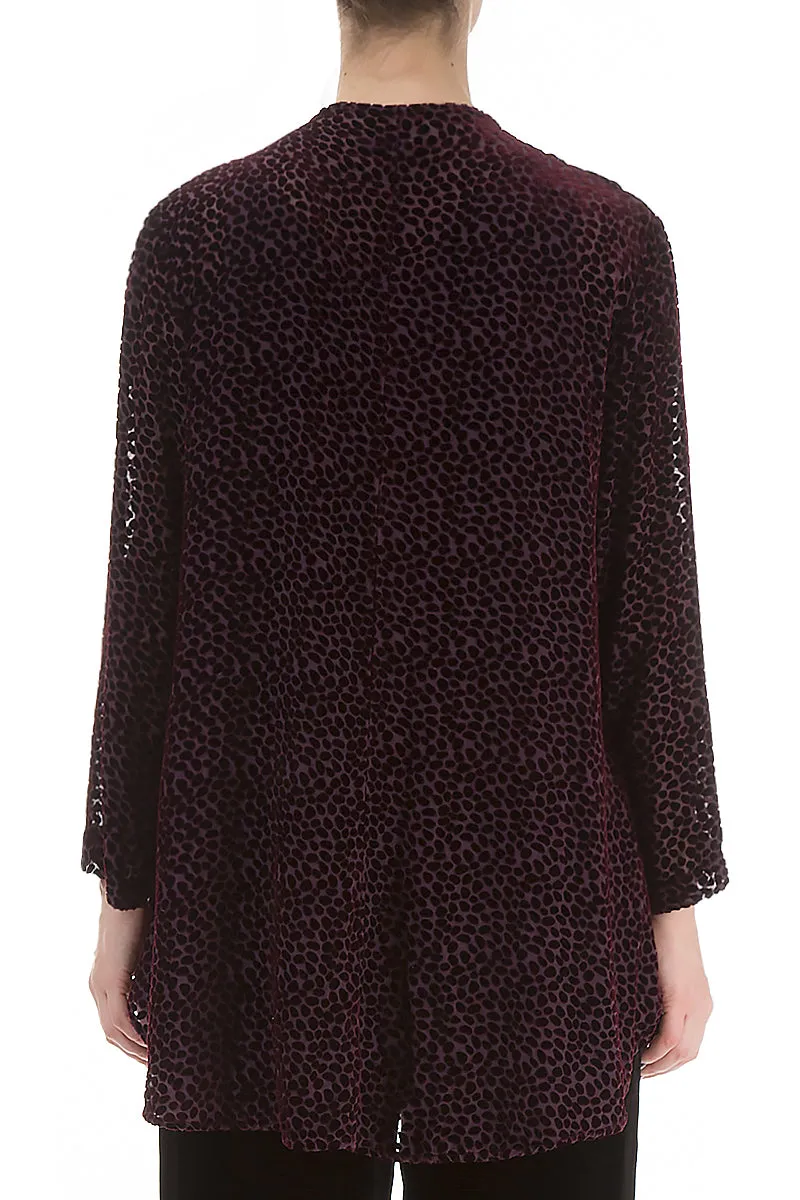 Devoré Dot Wine Velvet Jacket - Blouse