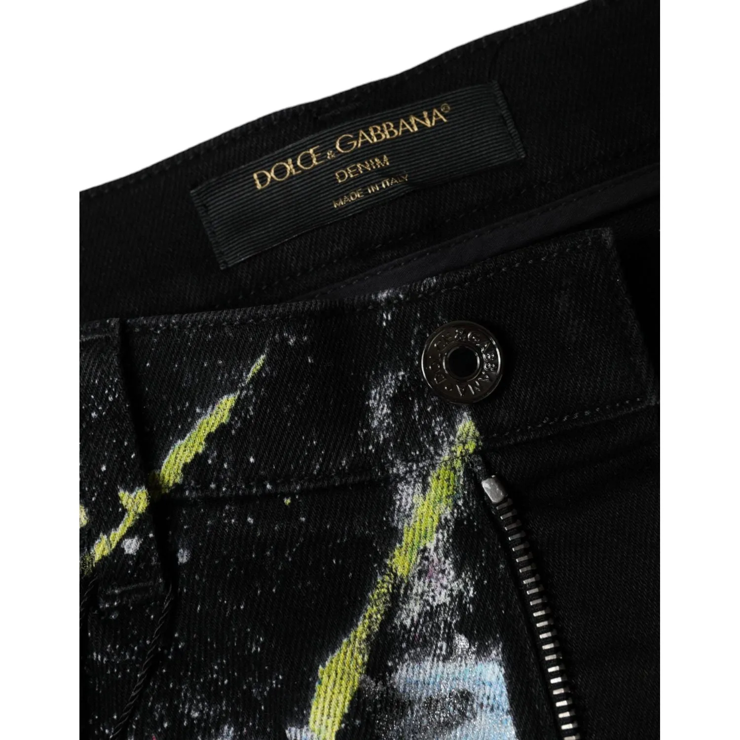 Dolce & Gabbana Multicolor Splatter Paint Cotton Skinny Denim Jeans