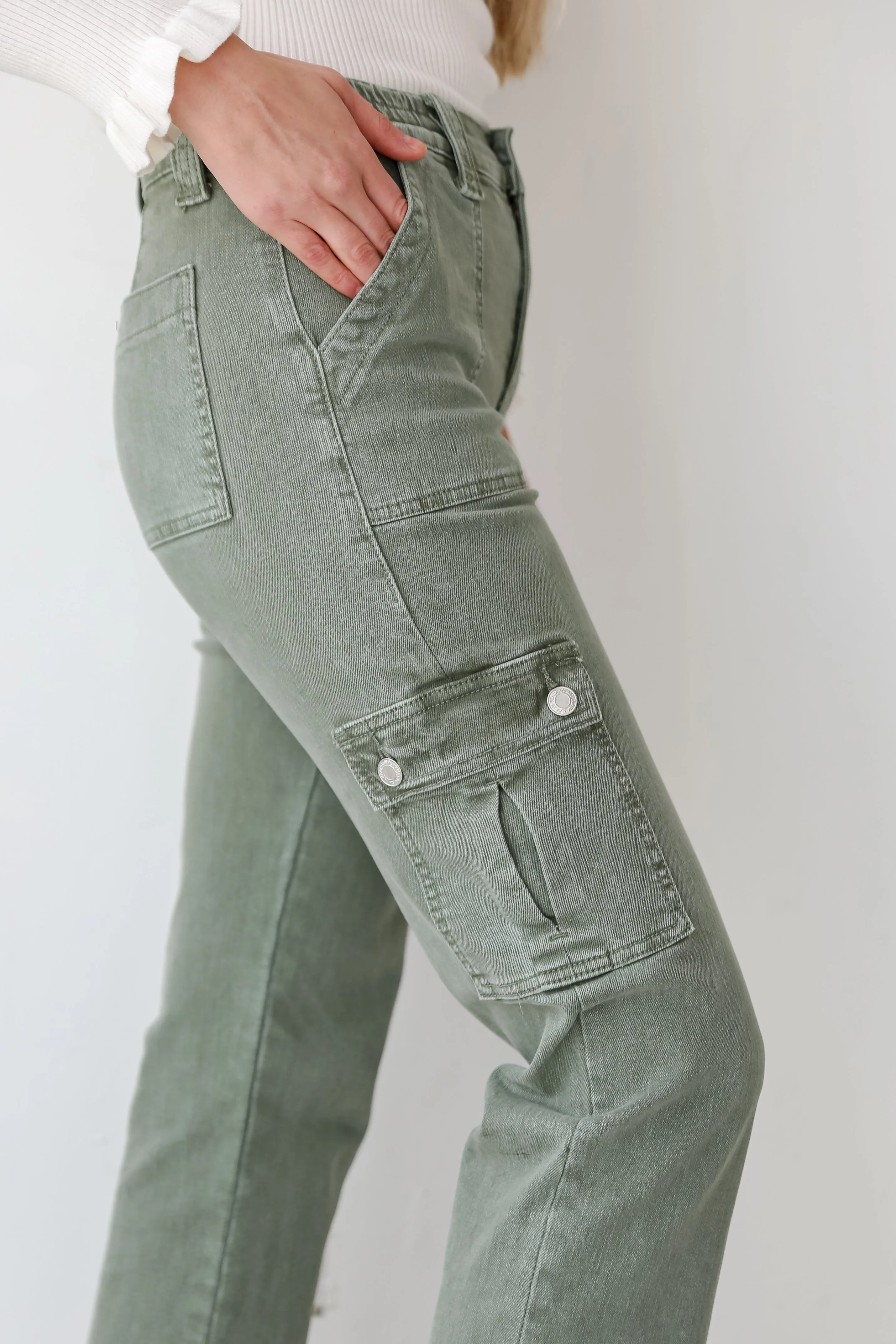 FINAL SALE - Dixie Army Green Utility Cargo Jeans