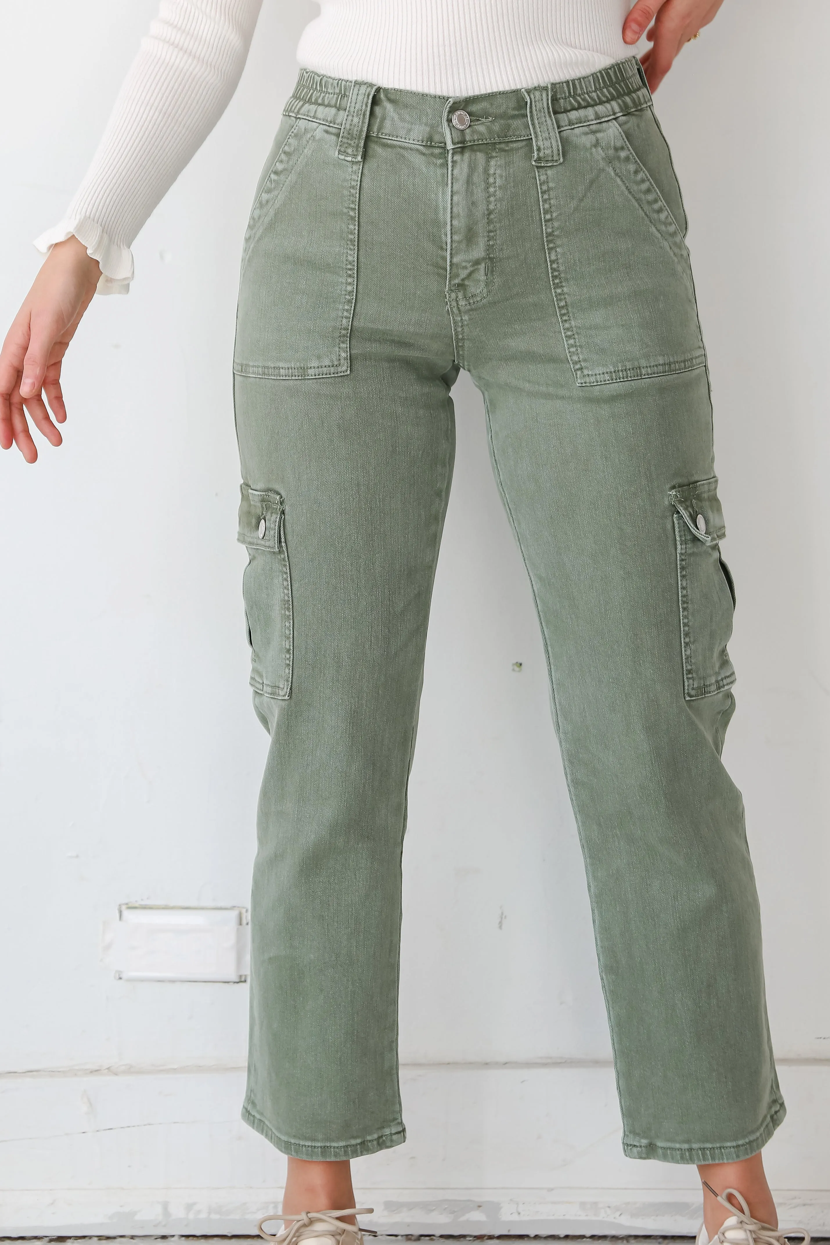 FINAL SALE - Dixie Army Green Utility Cargo Jeans