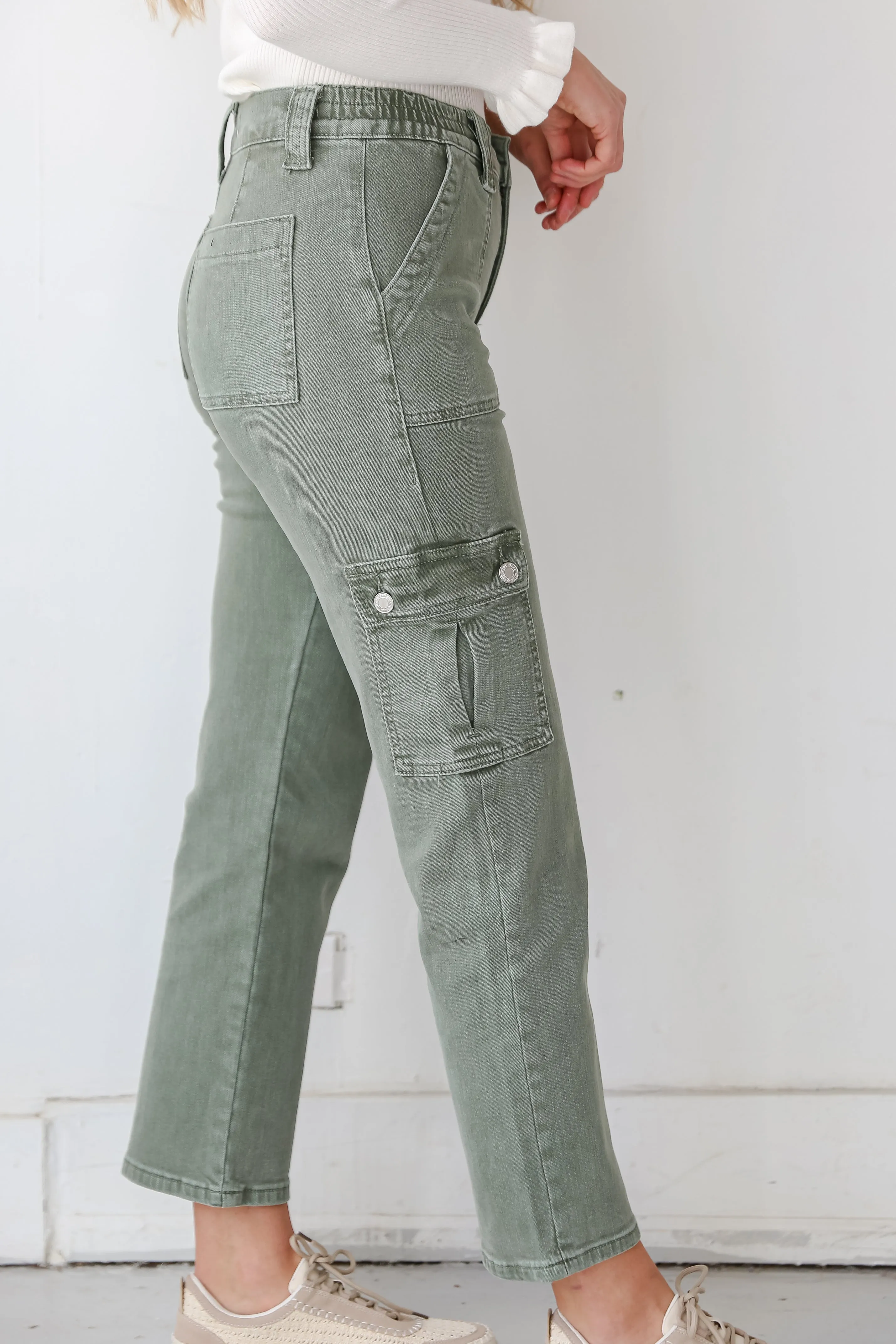 FINAL SALE - Dixie Army Green Utility Cargo Jeans