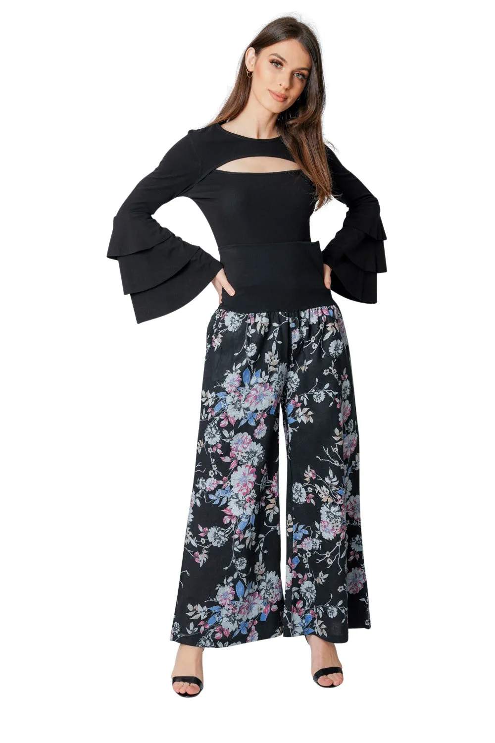 Floral Print Linen Harem Holiday Trouser