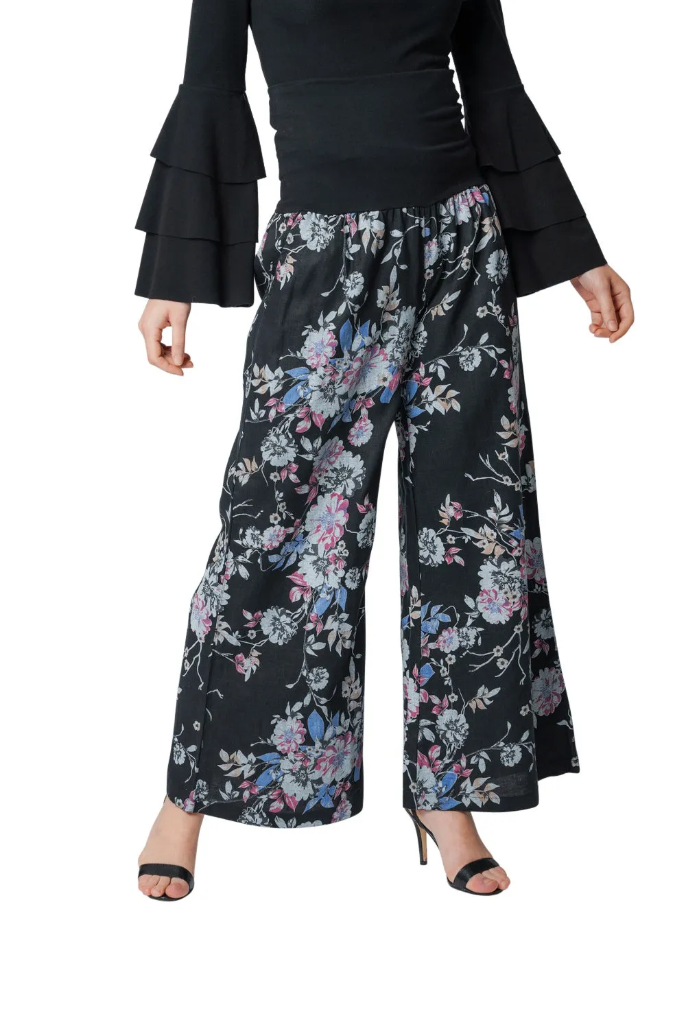 Floral Print Linen Harem Holiday Trouser