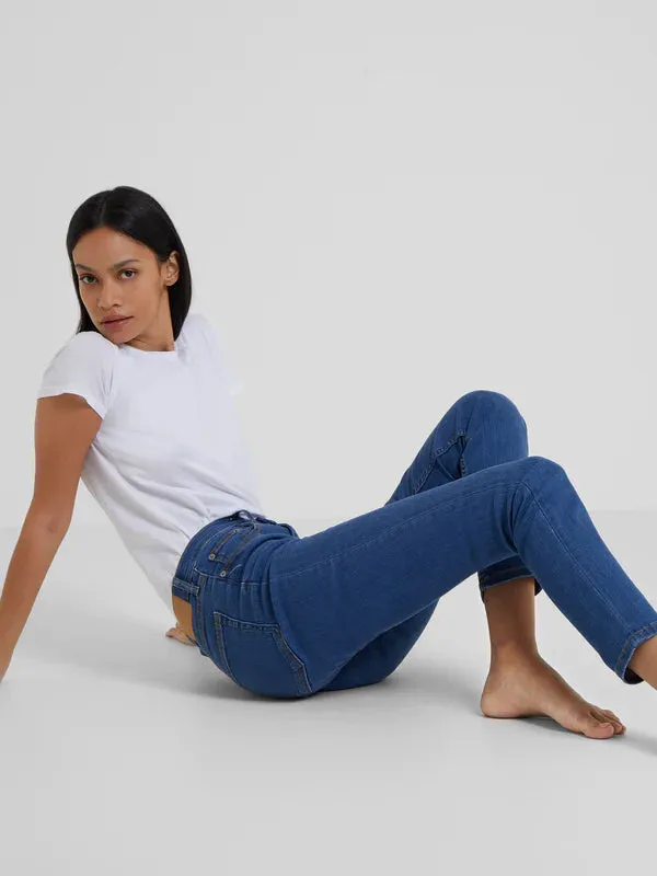 French Connection Soft Stretch Denim High Rise Skinny Jeans-Mid Wash-74QZQ