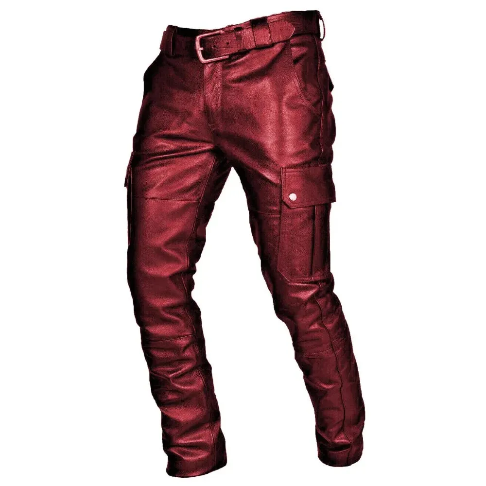 Funki Buys | Pants | Men's PU Leather Motorcycle Cargo Pants