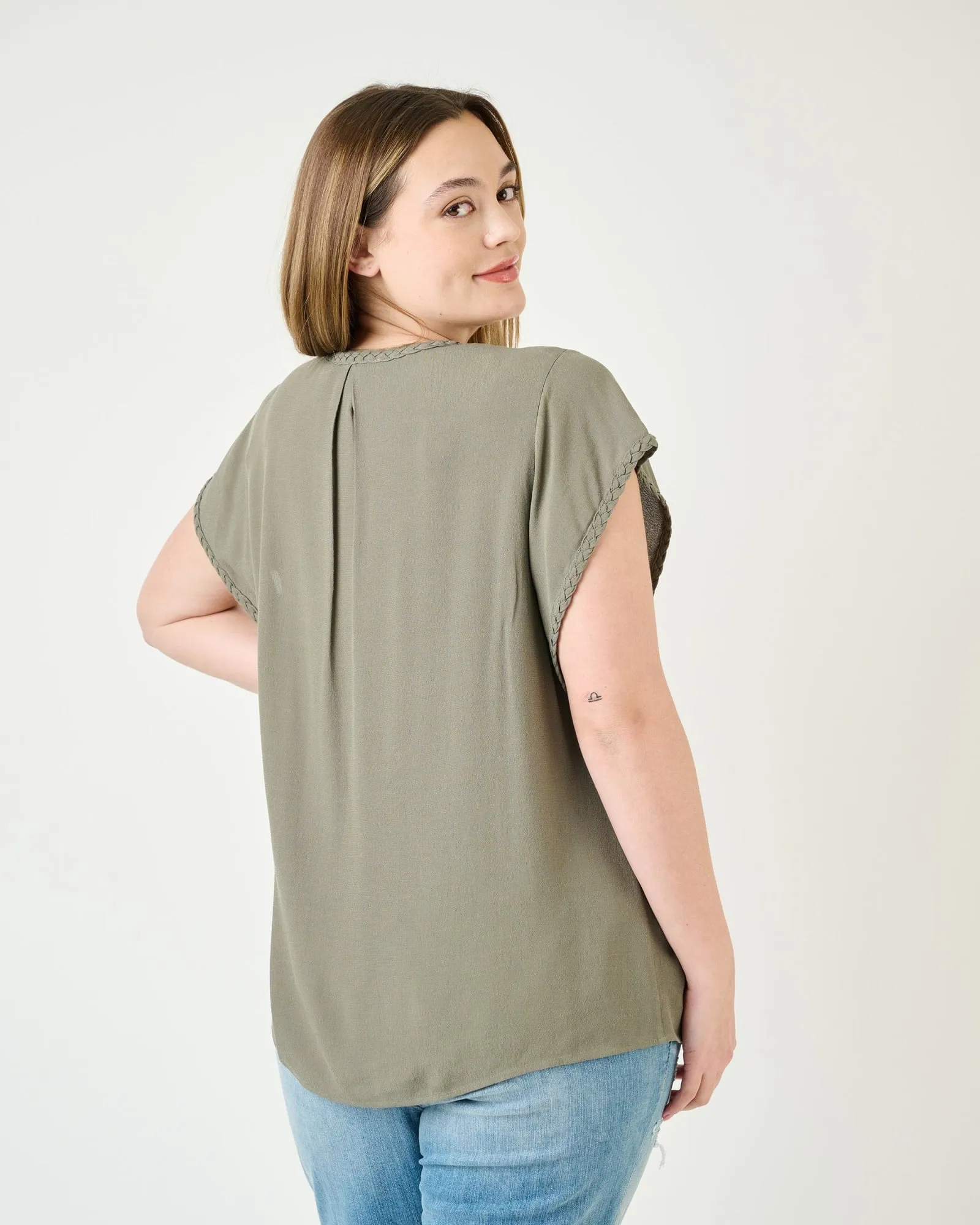 Genesis Braided Cap Sleeve Top | Basil