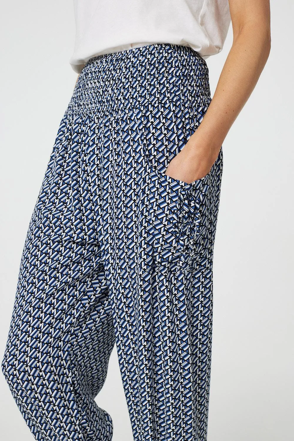 Geo Print Pocket Detail Harem Pants