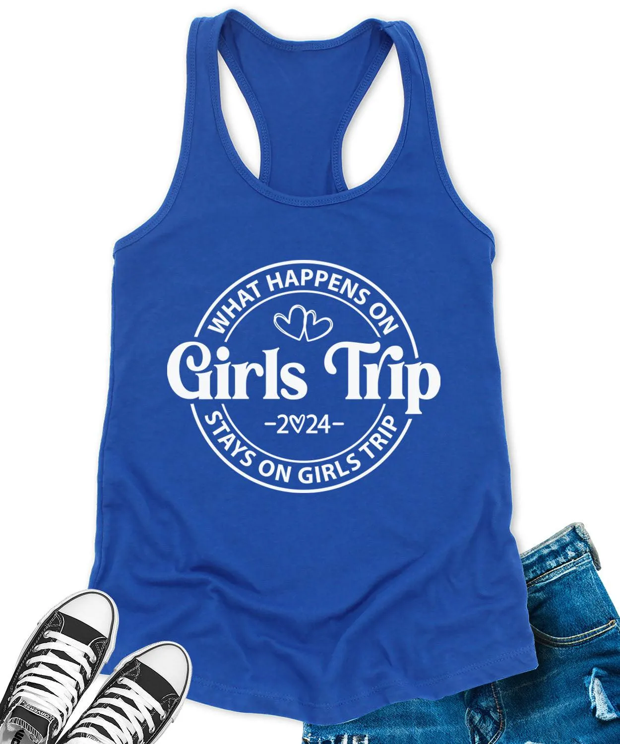 Girls Trip 2024 Racerback Tank Top for Women Letter Print Sleeveless Summer Tops