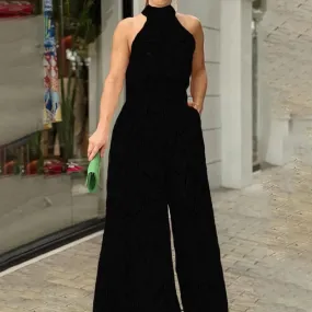 Halterneck jumpsuit in black