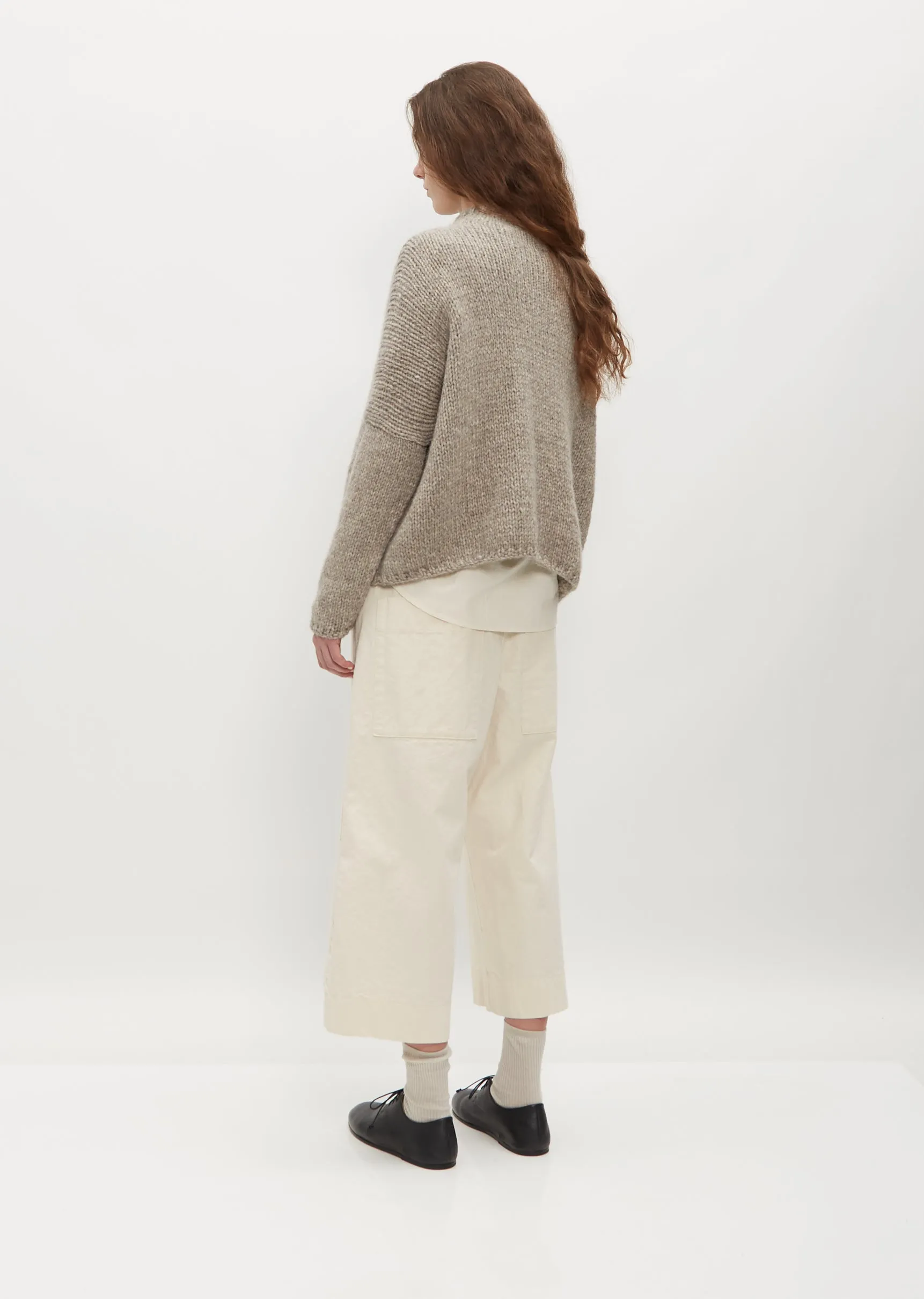 Hand Knit Oversized Alpaca and Wool High Neck — Grey