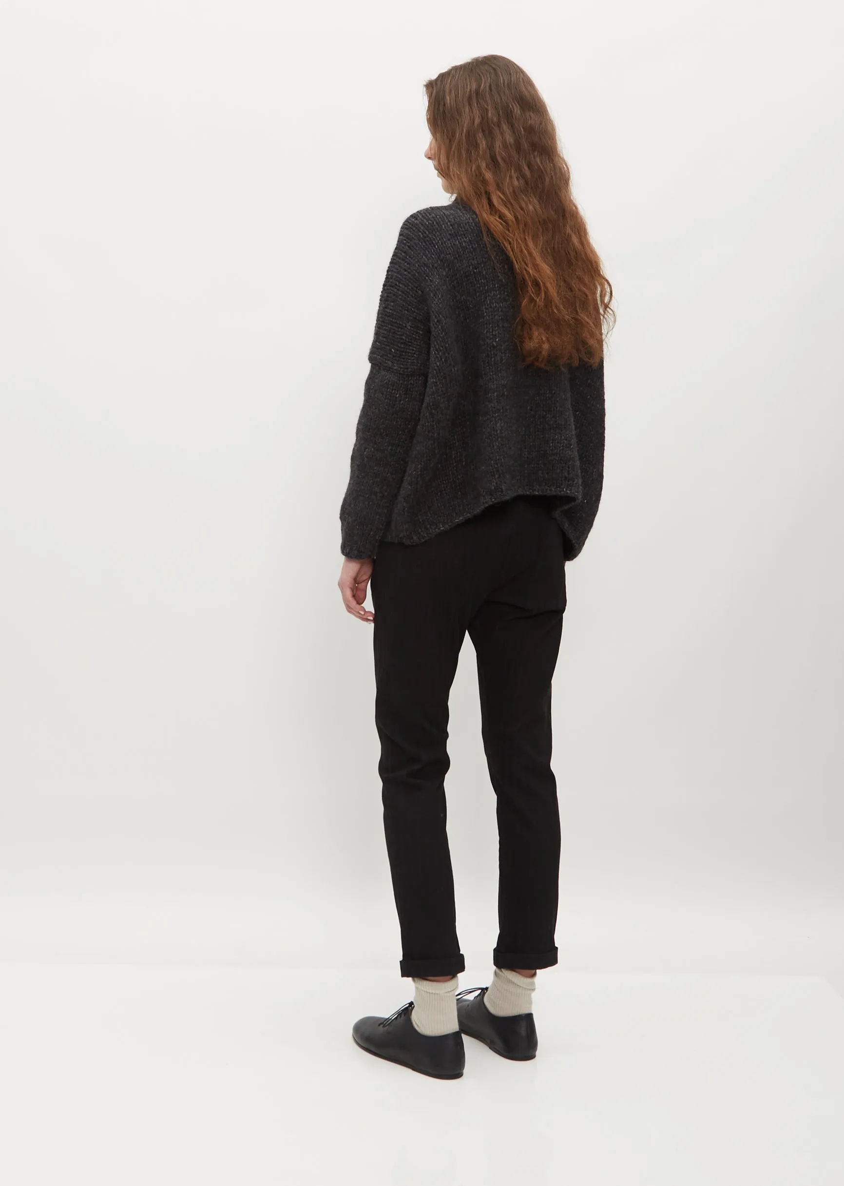 Hand Knit Oversized Alpaca and Wool High Neck — Slate