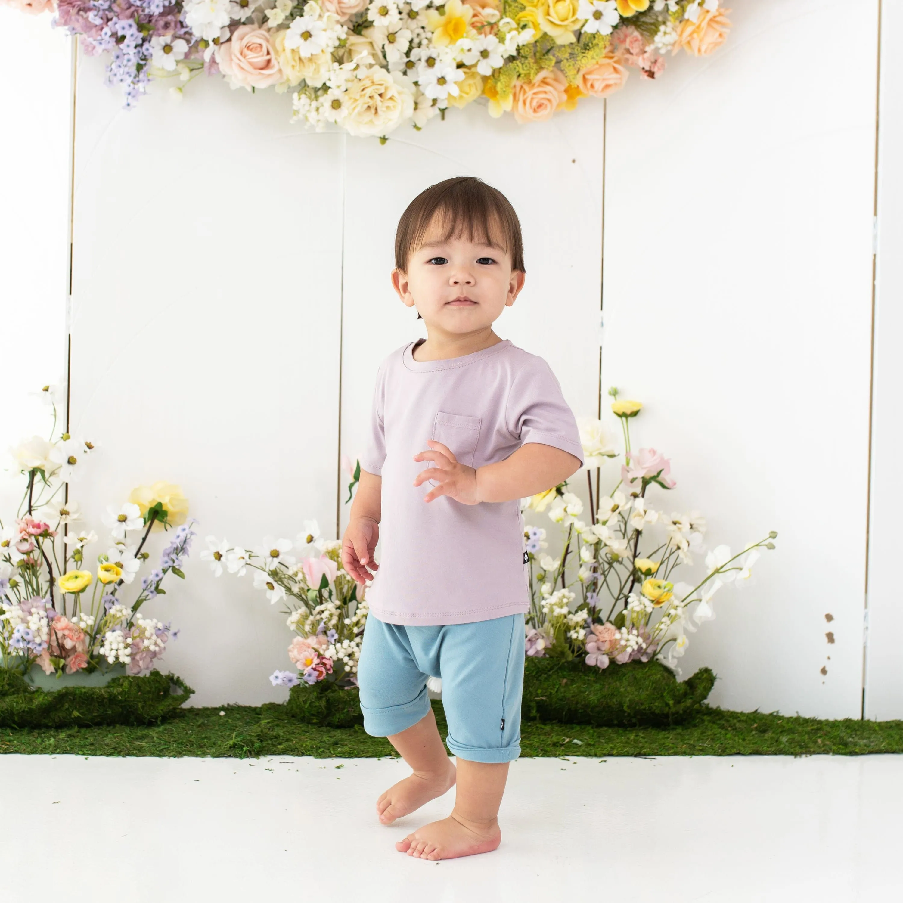 Harem Shorts in Dusty Blue