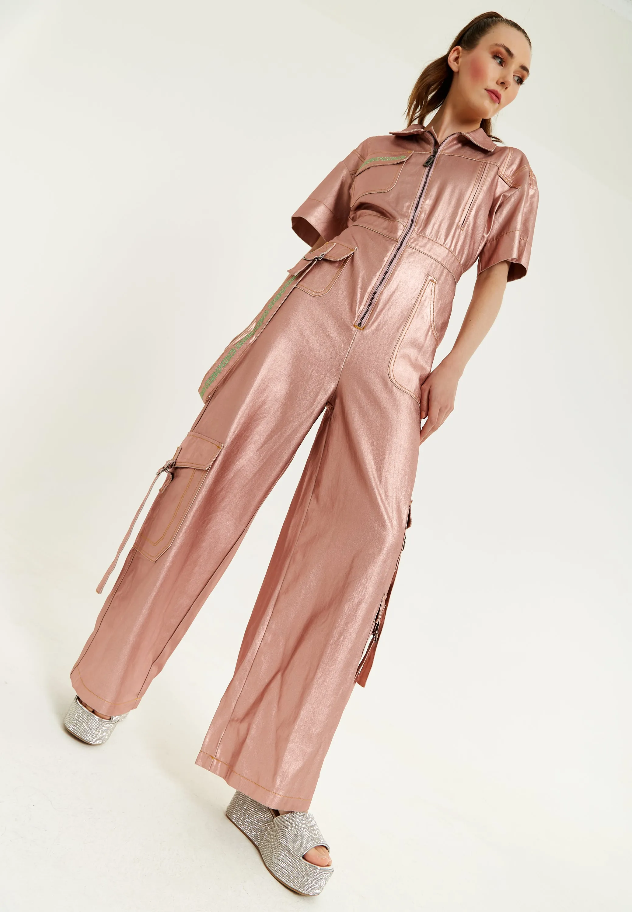 House Of Holland Metallic Utility Jumpsuit