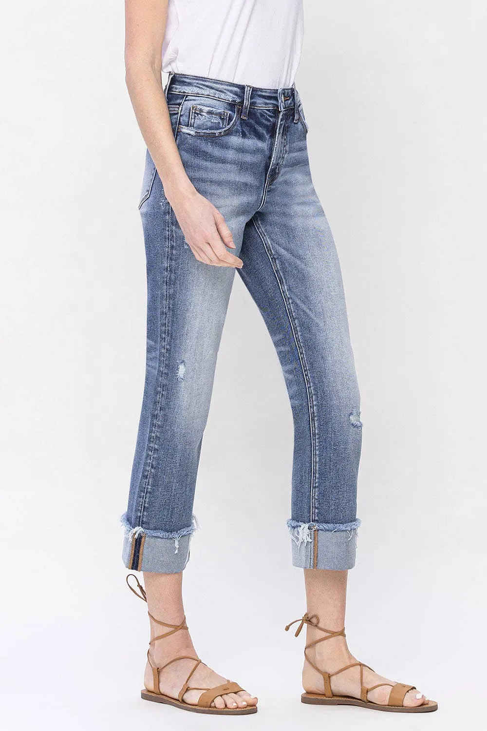 INFALLIBLE HIGH RISE CUFFED STRAIGHT JEANS