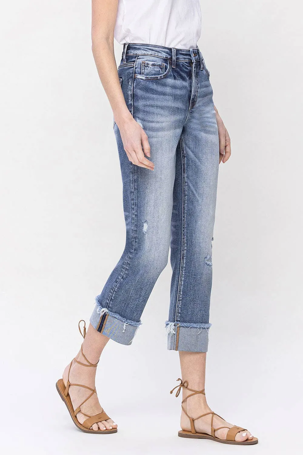 INFALLIBLE HIGH RISE CUFFED STRAIGHT JEANS