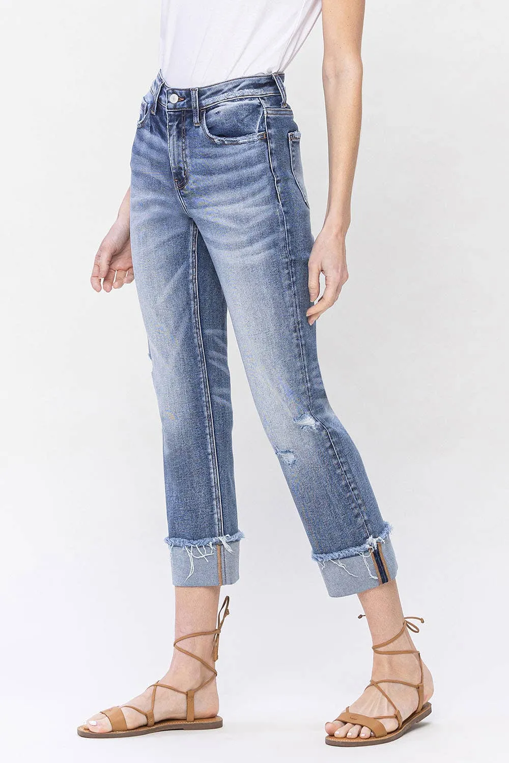 INFALLIBLE HIGH RISE CUFFED STRAIGHT JEANS