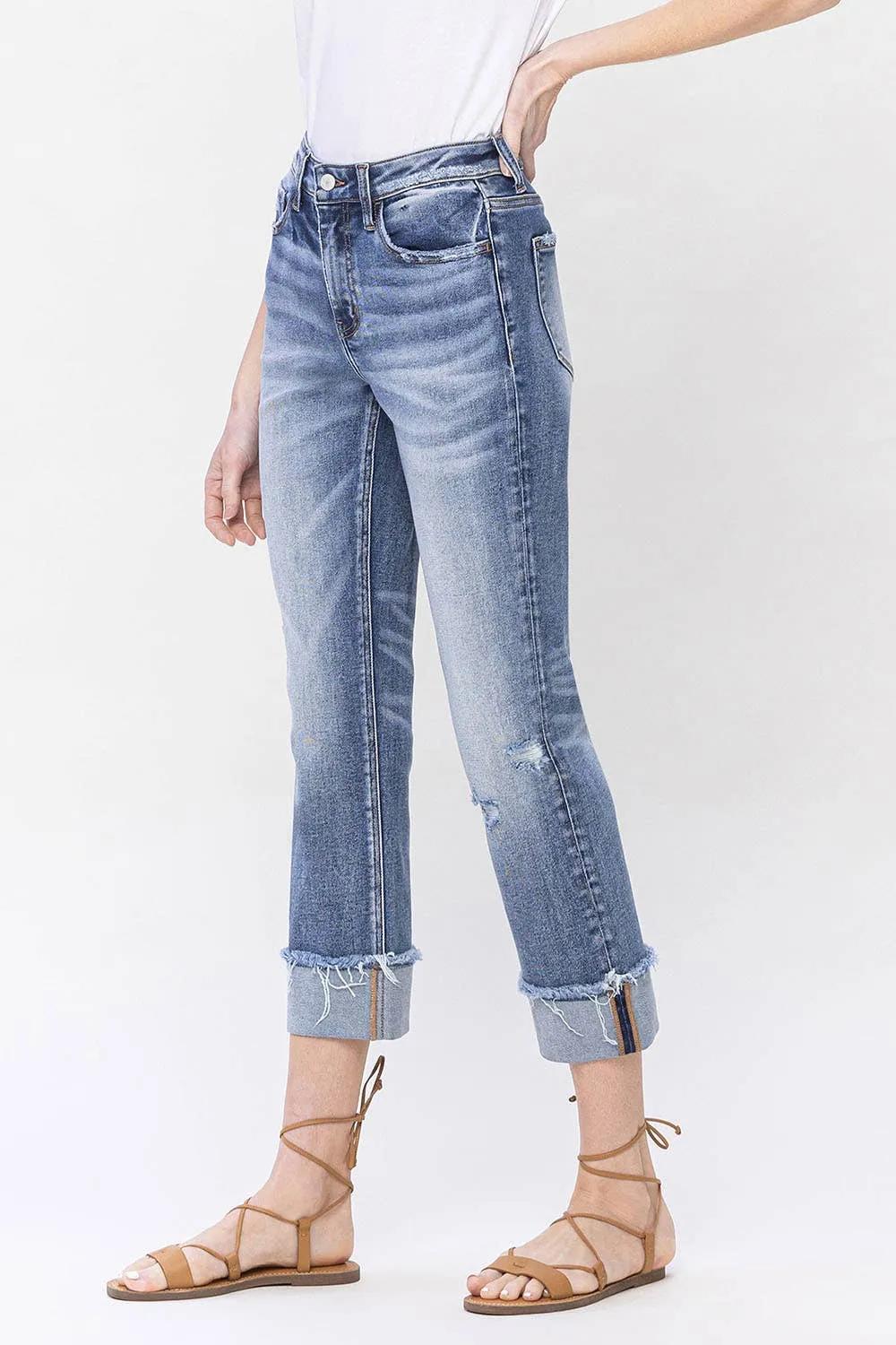 INFALLIBLE HIGH RISE CUFFED STRAIGHT JEANS