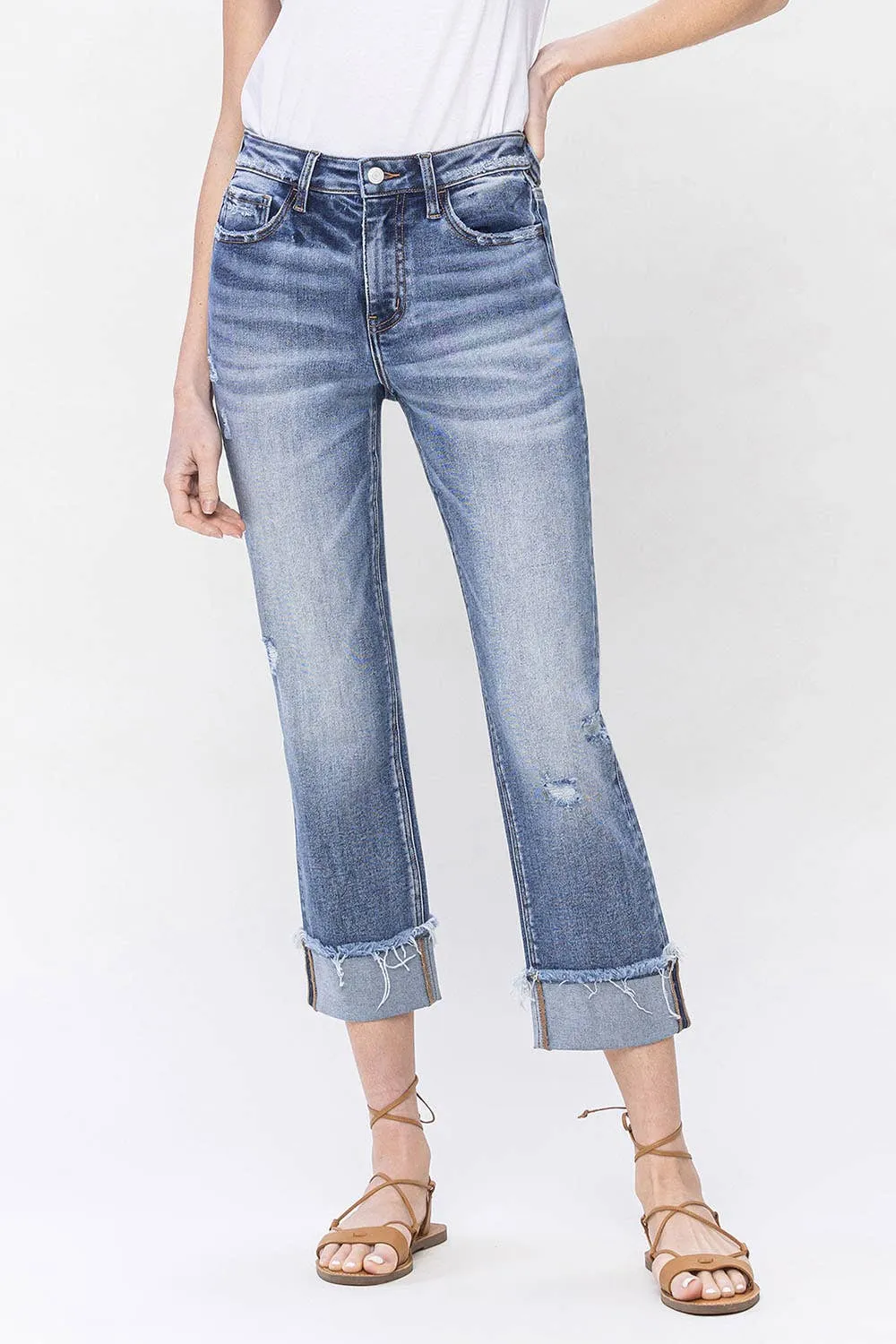 INFALLIBLE HIGH RISE CUFFED STRAIGHT JEANS