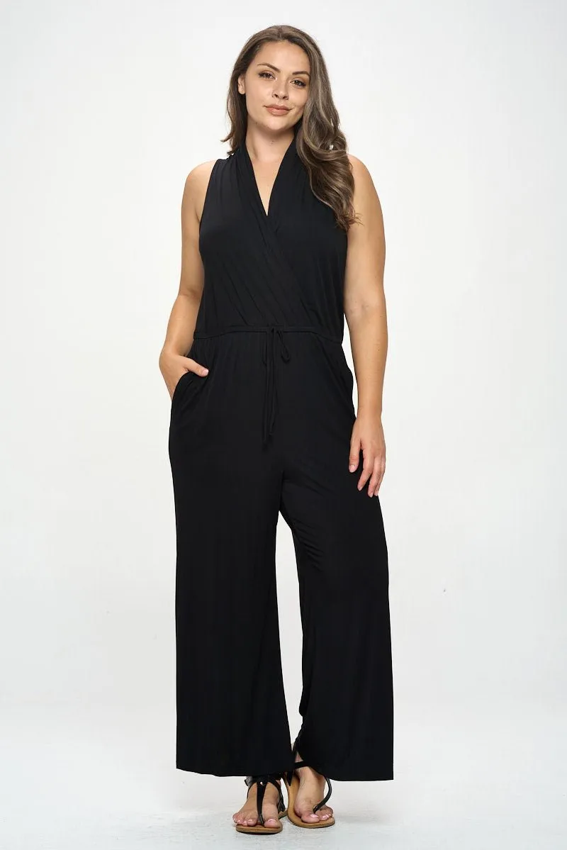 Jillian Plus Size Sleeveless Knit Jumpsuit