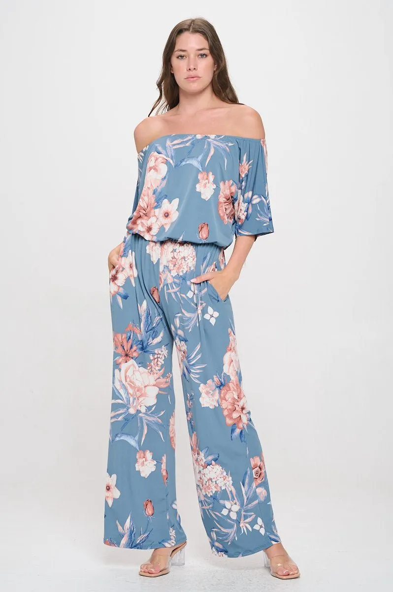 Joy Off The Shoulder Wide Leg Jumpsuit