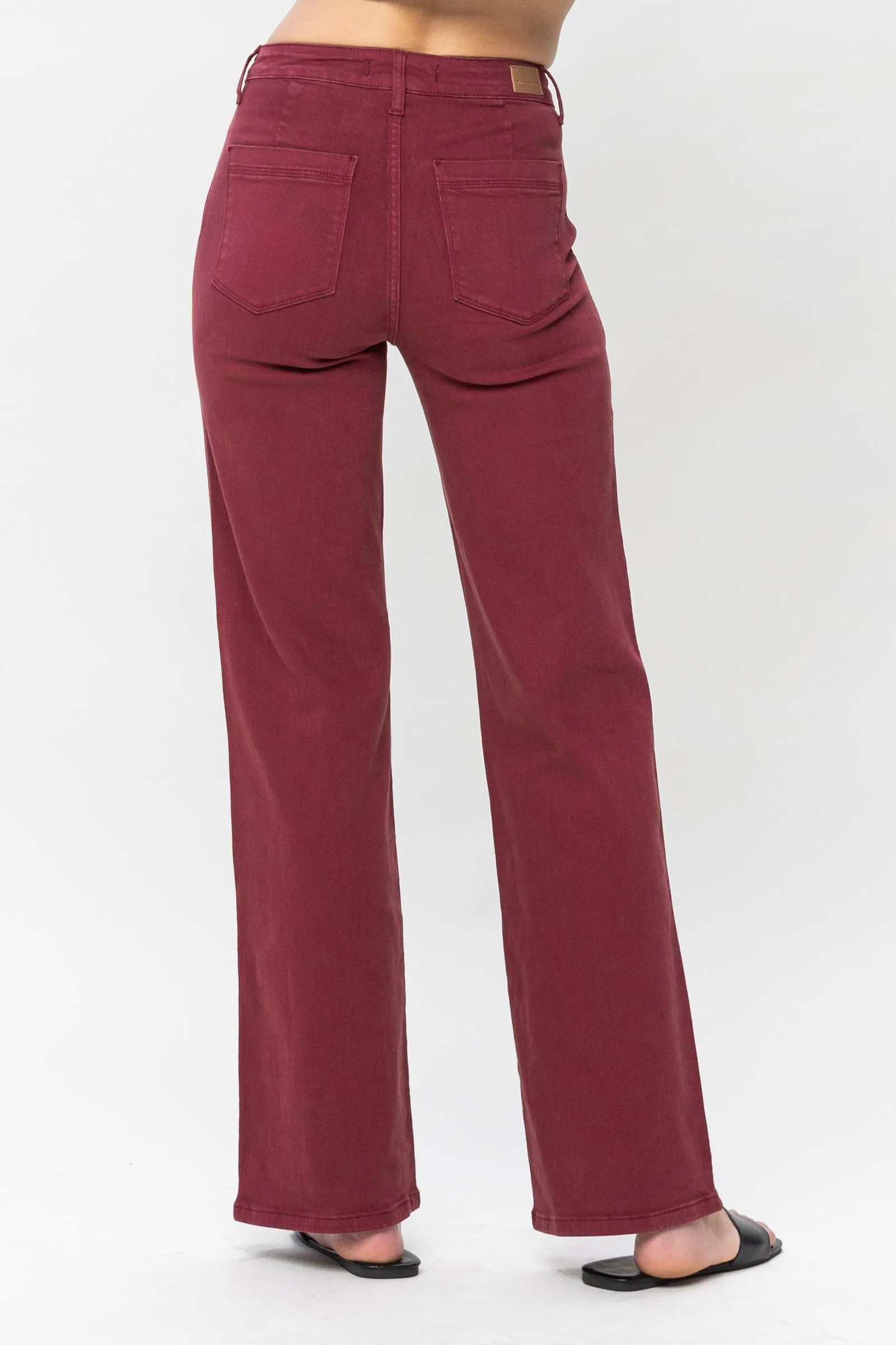 Judy Blue High Waist Burgundy Dyed Front Seam Straight