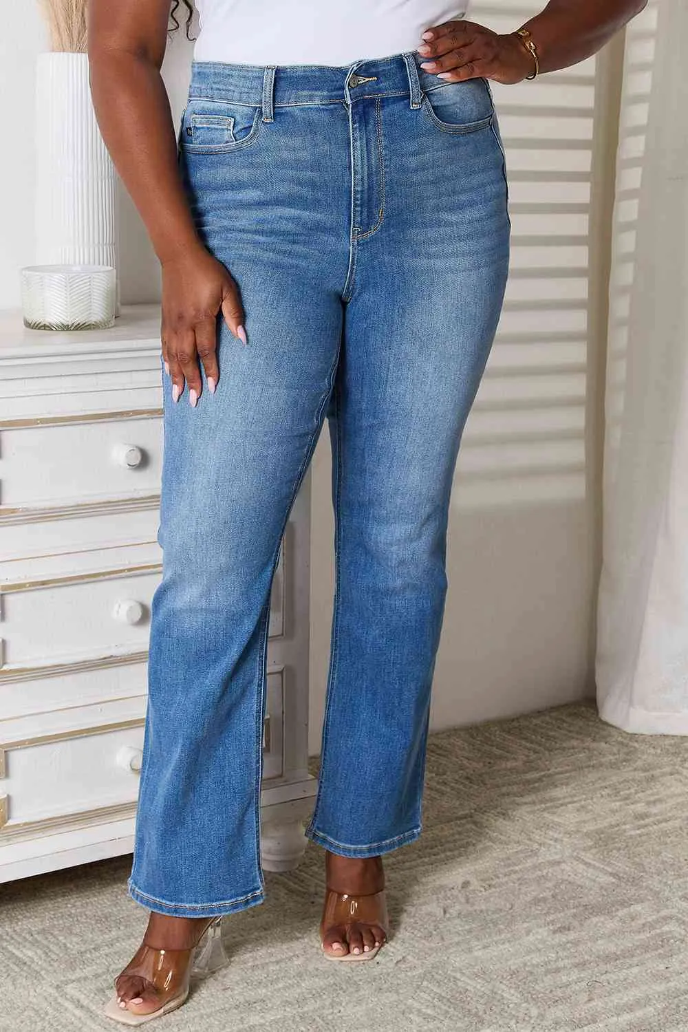 Judy Blue, High Waist Classic Contrast Wash Bootcut Jeans