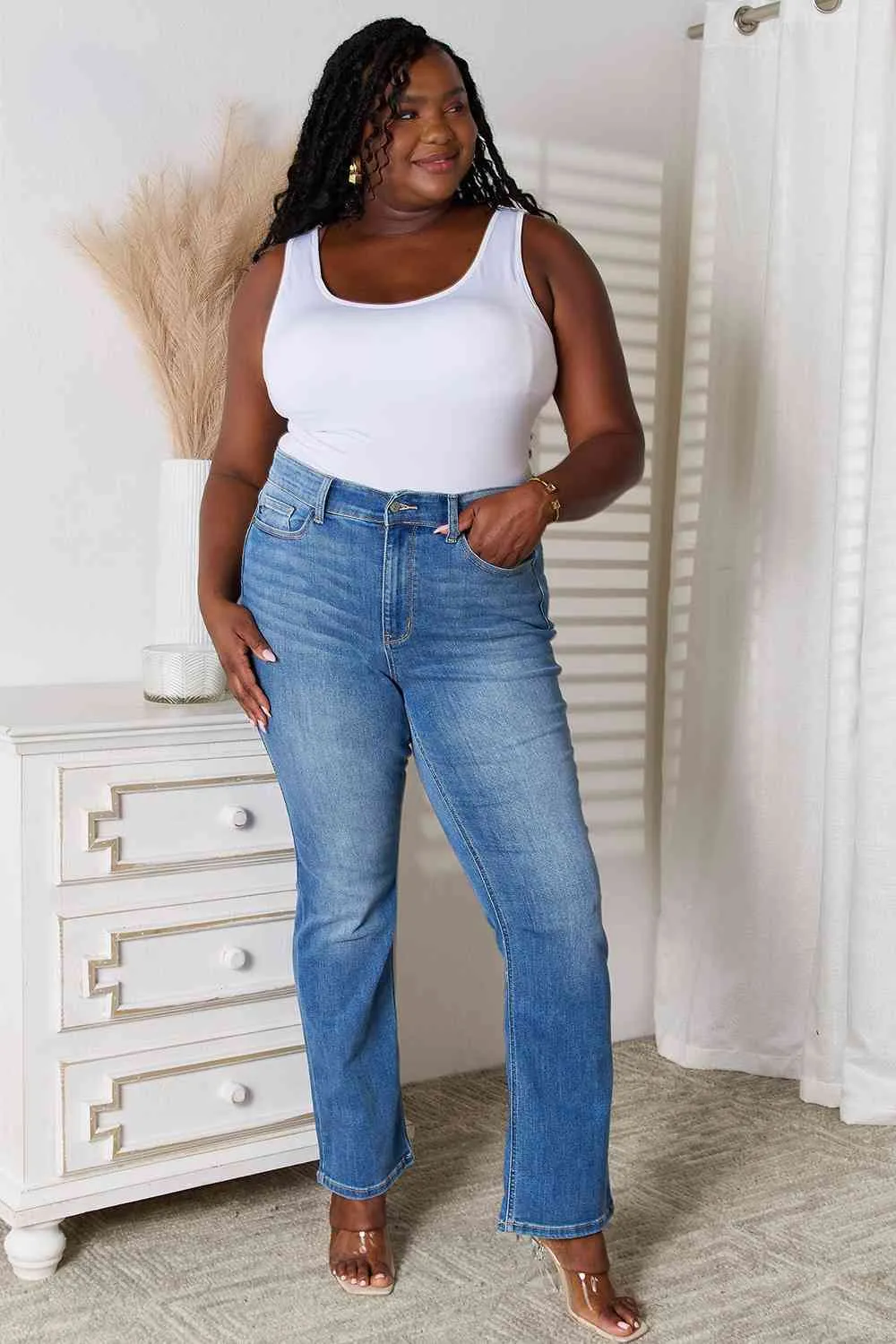 Judy Blue, High Waist Classic Contrast Wash Bootcut Jeans