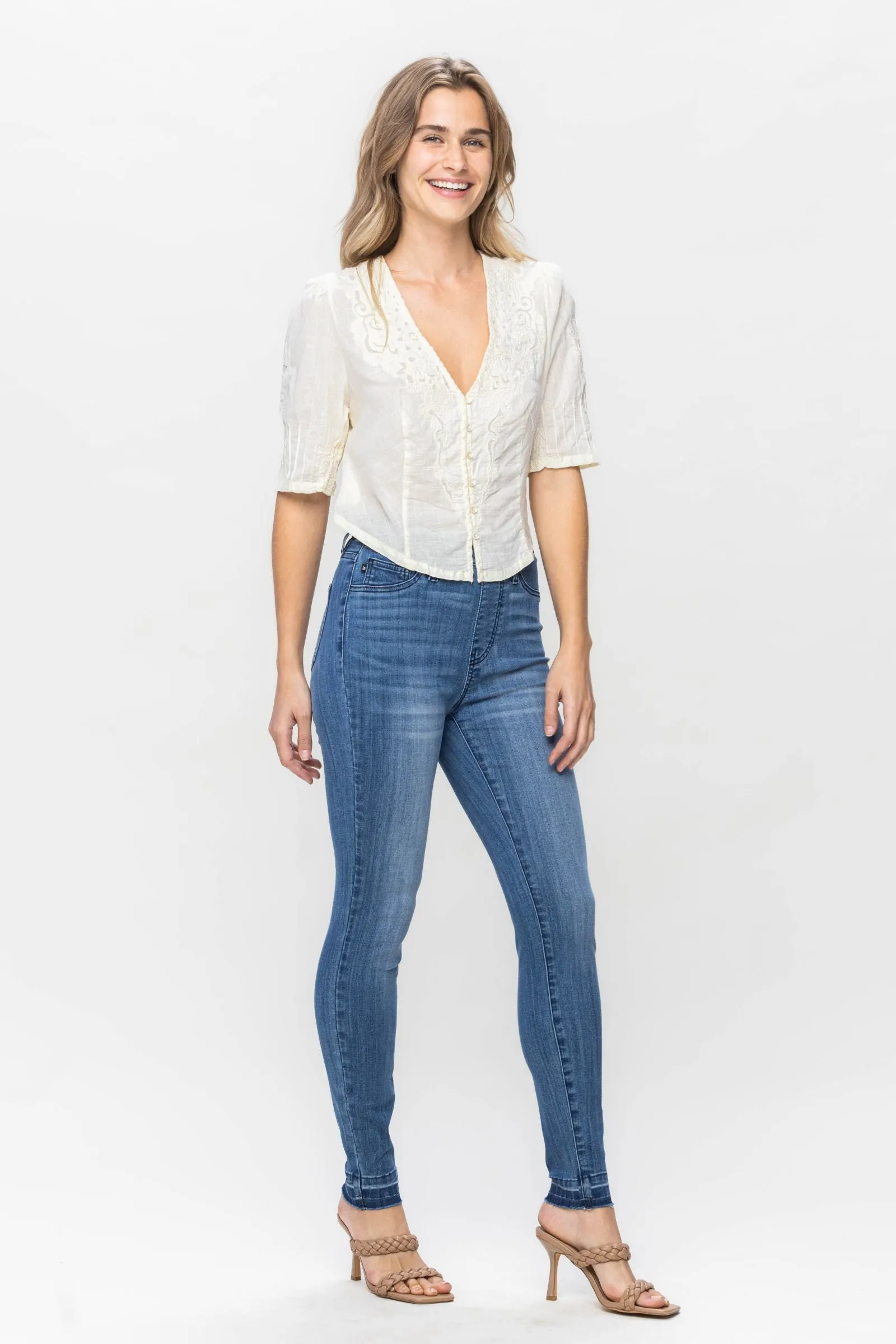 Judy Blue high waist release hem pull on skinny jeans